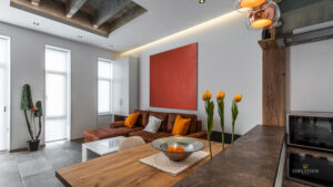 EDELSTOCK KASPAROV Wandbild XXL in orange und Rot mit kratzern und falten auf der leinwand in Esszimmer / wohnzimmer
