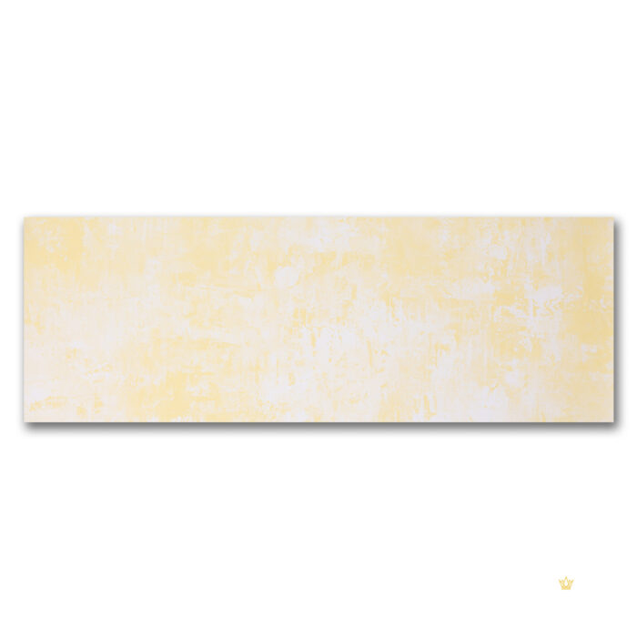 breites Weiss / gelbes XXL Wandbild mit vielen Verläufen und klarer, stempelartiger Musterung